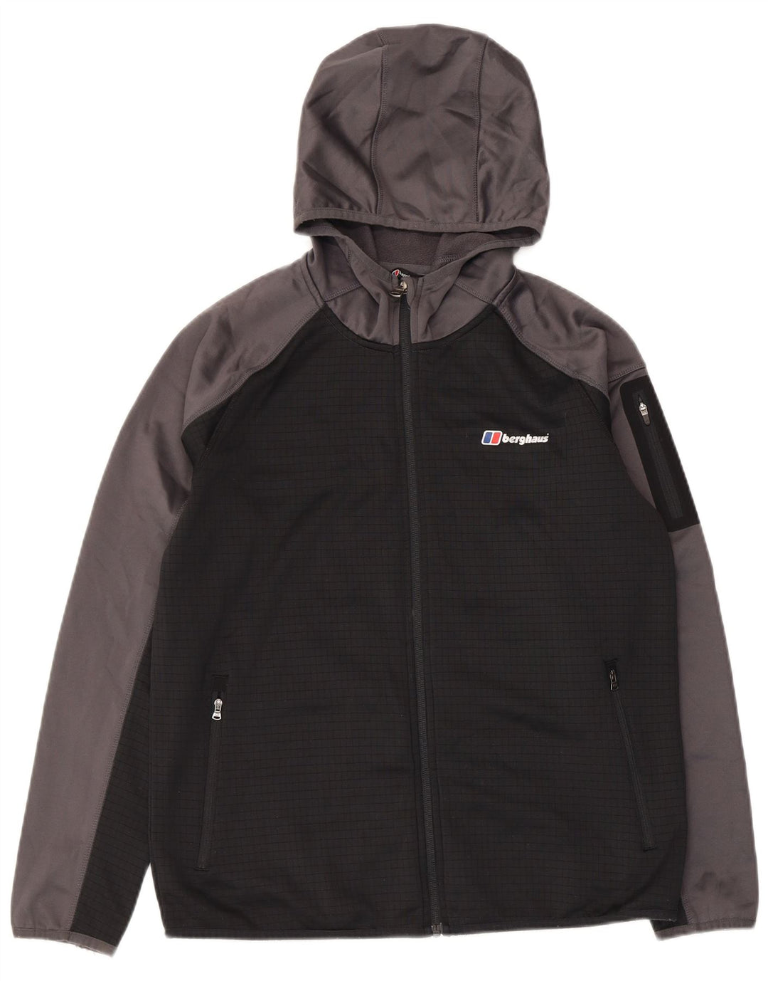 Berghaus Suéter masculino com capuz e zíper 14-15 anos cinza colorblock poliéster