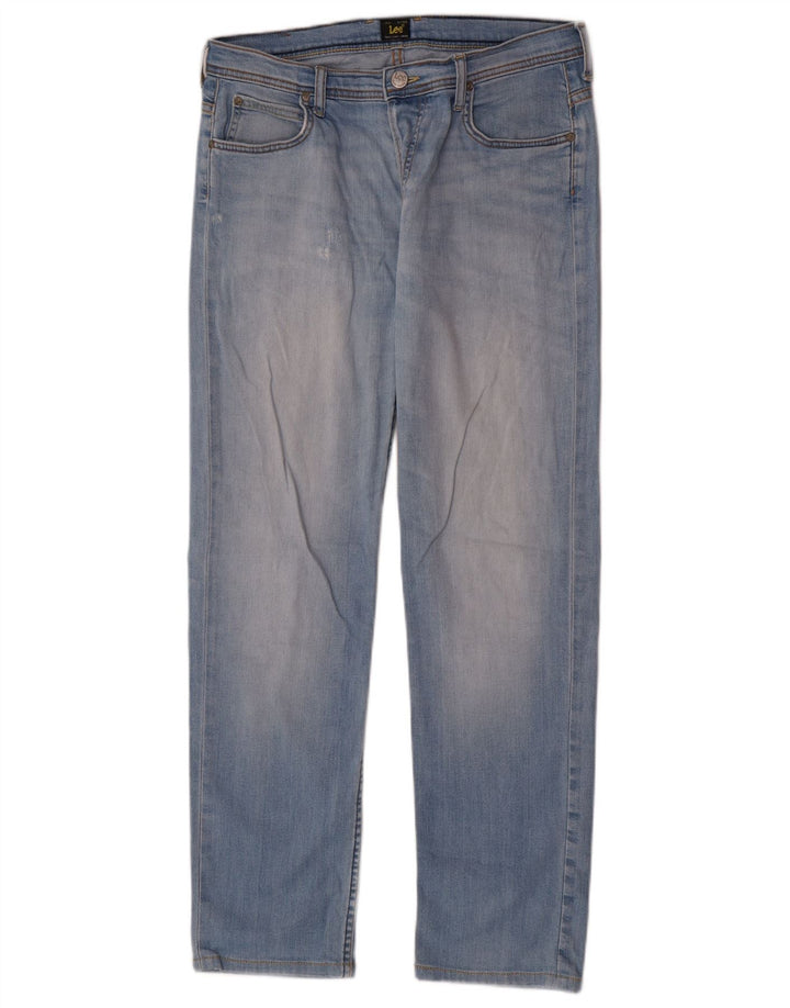 Calça jeans reta feminina Lee desgastada W30 L30 azul