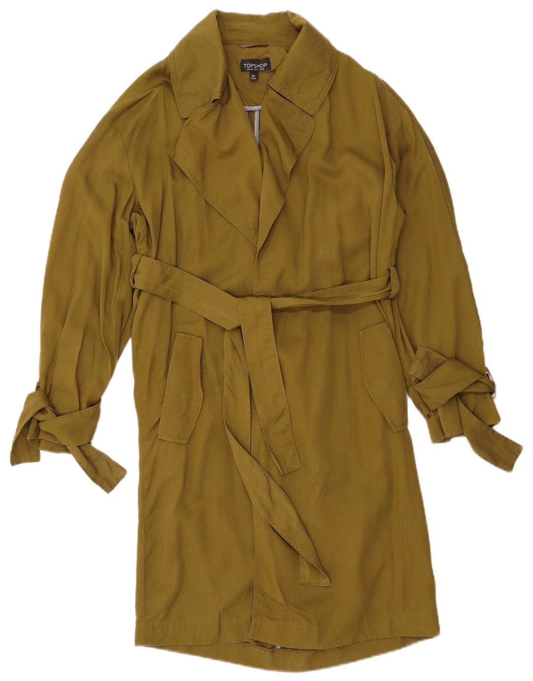 Topshop feminino oversized trench coat Reino Unido 8 pequeno cáqui Lyocell