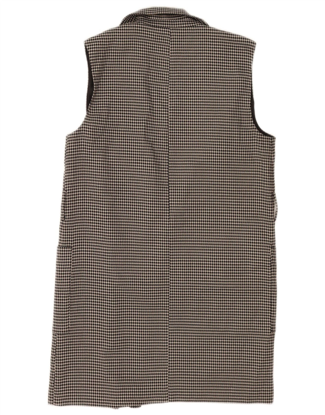 Jaqueta blazer feminina sem mangas Longline Zara Reino Unido 6 XS preto Houndstooth