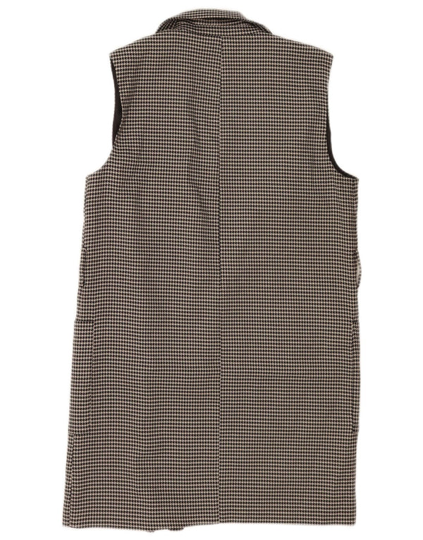 Jaqueta blazer feminina sem mangas Longline Zara Reino Unido 6 XS preto Houndstooth