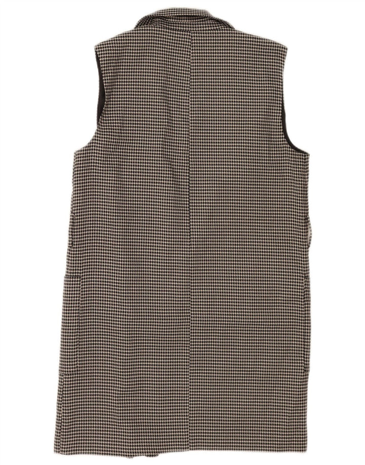 Jaqueta blazer feminina sem mangas Longline Zara Reino Unido 6 XS preto Houndstooth
