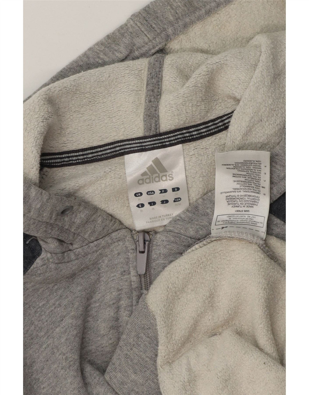 ADIDAS Suéter masculino com capuz e zíper cinza médio algodão colorblock
