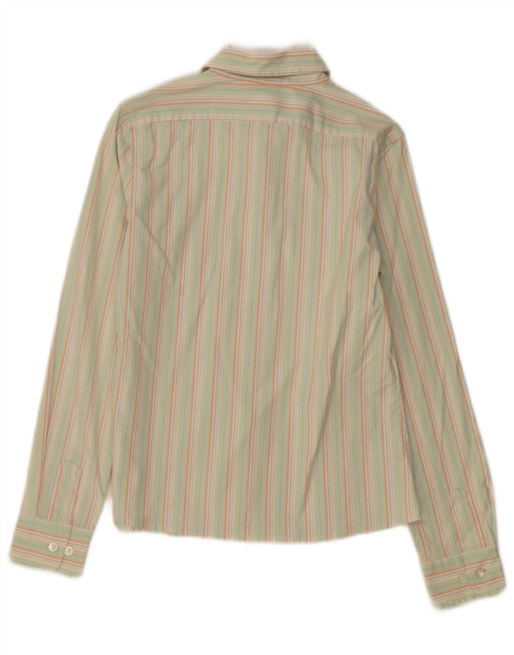 Camisa feminina GAP UK 10 algodão listrado verde pequeno