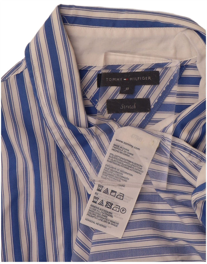 Camisa feminina TOMMY HILFIGER EUA 8 algodão listrado azul médio