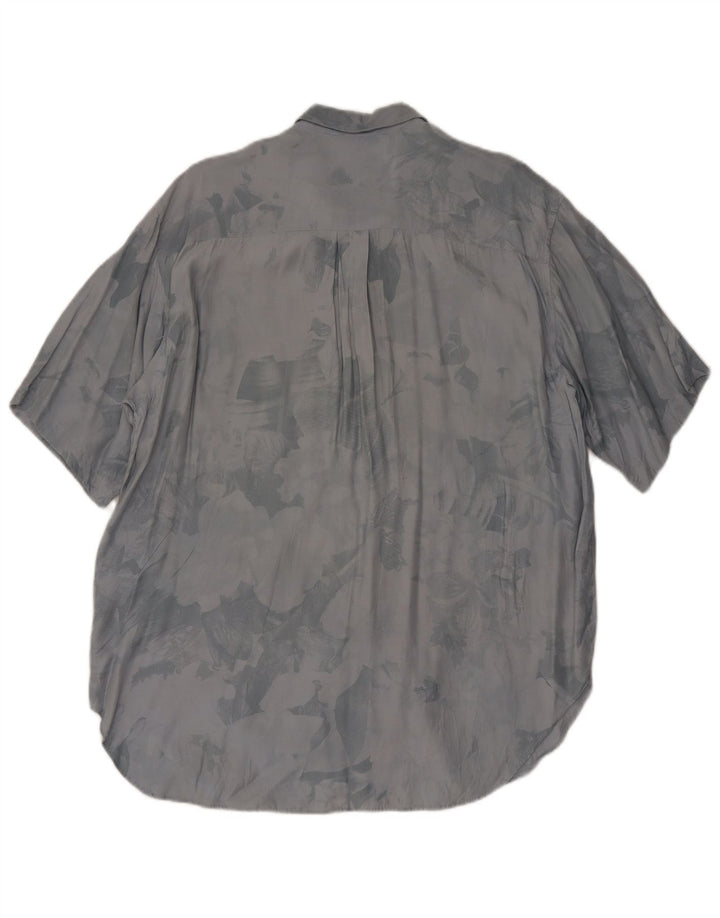 Camisa masculina Bagutta com estampa abstrata de manga curta viscose cinza médio