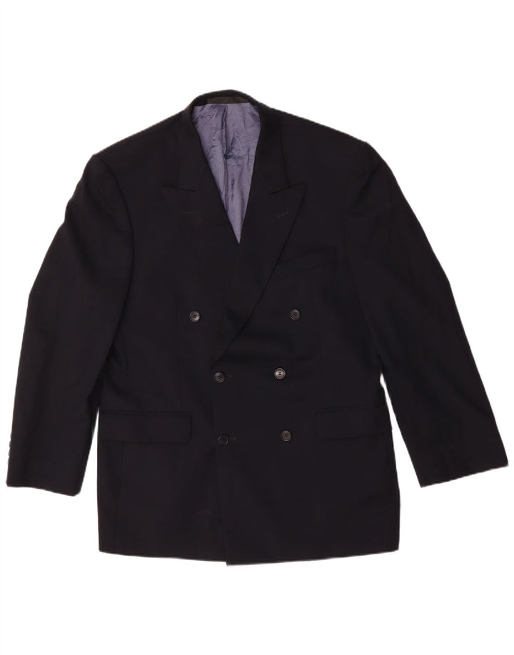 Jaqueta blazer masculina Marks & Spencer com peito duplo Reino Unido 40 médio azul marinho