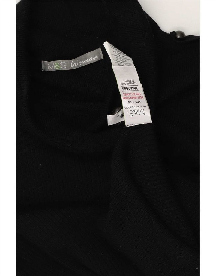 Suéter feminino Marks & Spencer com gola redonda Reino Unido 14 grande preto