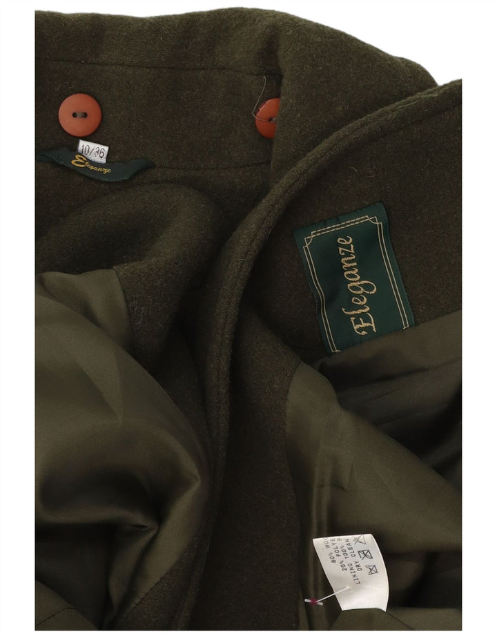 Sobretudo feminino VINTAGE grande Reino Unido 10 lã verde pequena