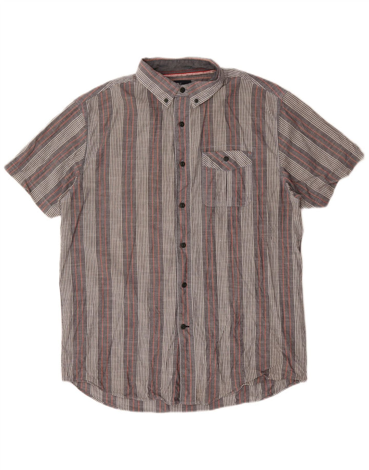 Camisa masculina de manga curta Nautica algodão listrado cinza médio