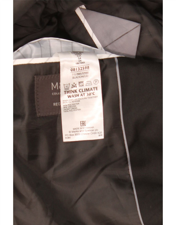 Jaqueta blazer masculina de 2 botões Marks & Spencer Reino Unido 44 XL preto poliéster