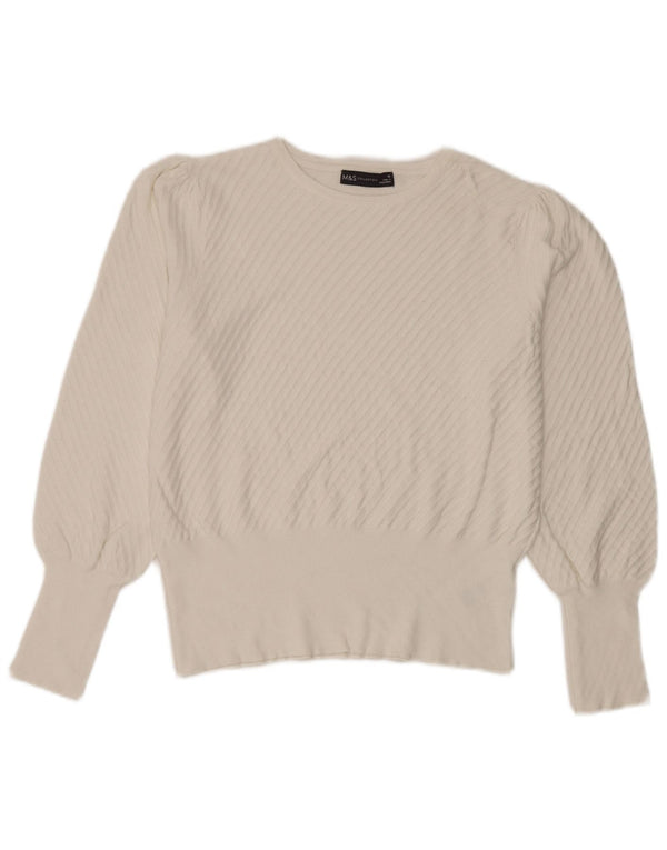 Suéter feminino Marks & Spencer com gola canoa Reino Unido 16 grande off white