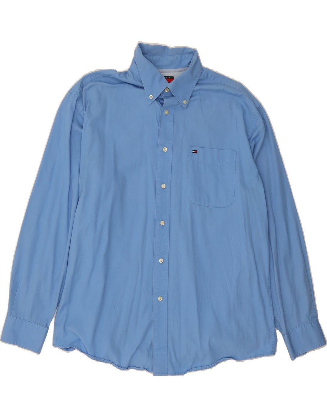 TOMMY HILFIGER Mens Shirt Large Blue Cotton Vintage Tommy Hilfiger and Second-Hand Tommy Hilfiger from Messina Hembry 