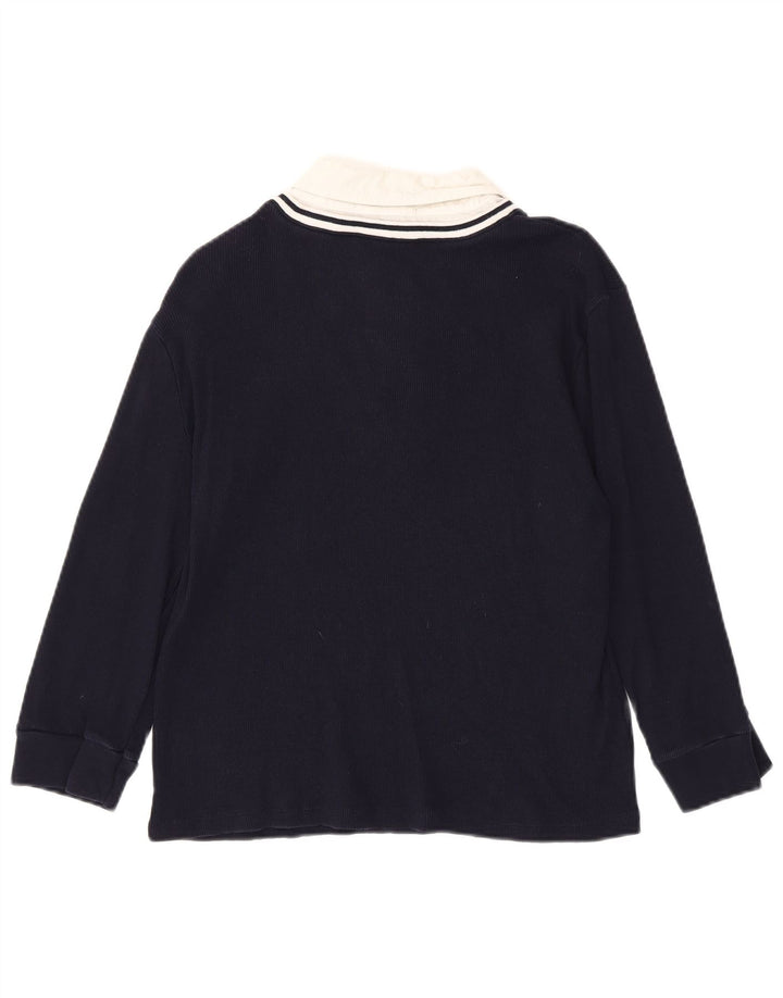 Top feminino RALPH LAUREN manga 3/4 UK 18 XL azul marinho algodão colorblock