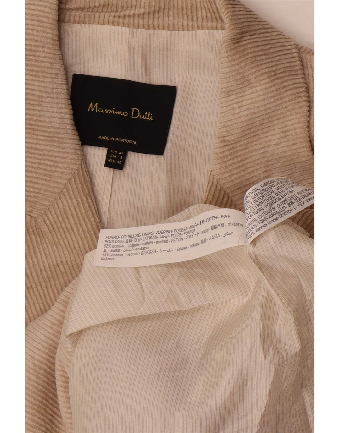 Jaqueta blazer de veludo feminino Massimo Dutti UE 40 médio bege