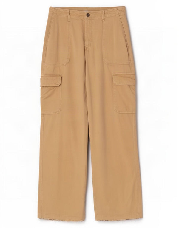 Zara Calça Cargo Feminina Solta Fit EU 46 XL W36 L31 Bege