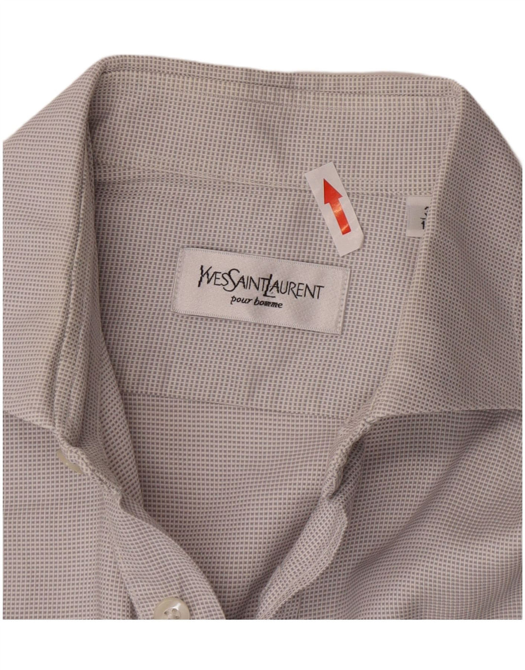 Camisa formal masculina Yves Saint Laurent tamanho 39 15 1/2 xadrez cinza médio