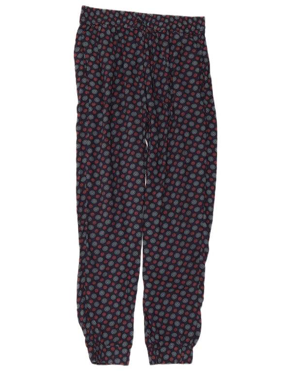 Calça casual feminina Fat Face UK 12 médio W30 L29 azul marinho geométrico