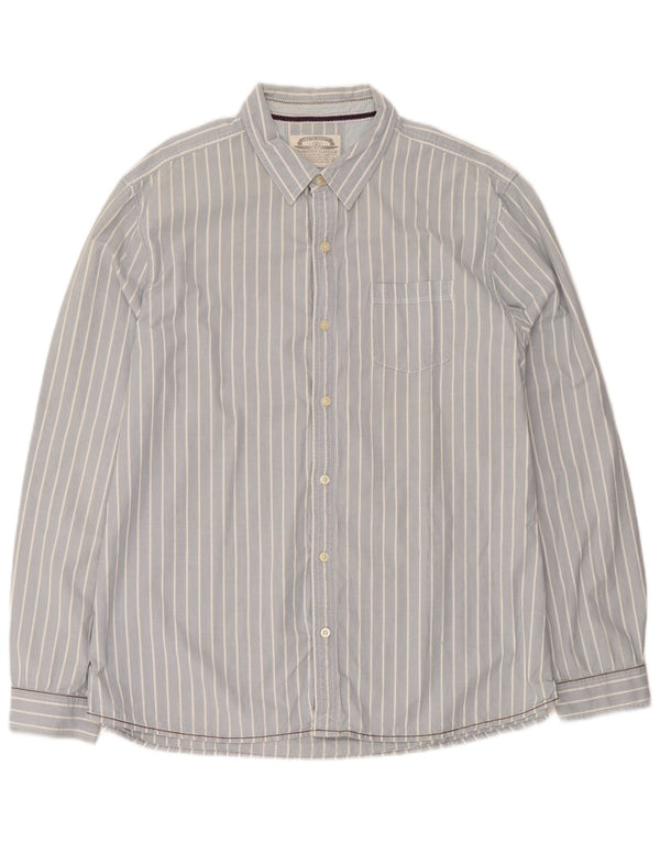 White Stuff Camisa masculina clássica de ajuste 2XL algodão listrado azul