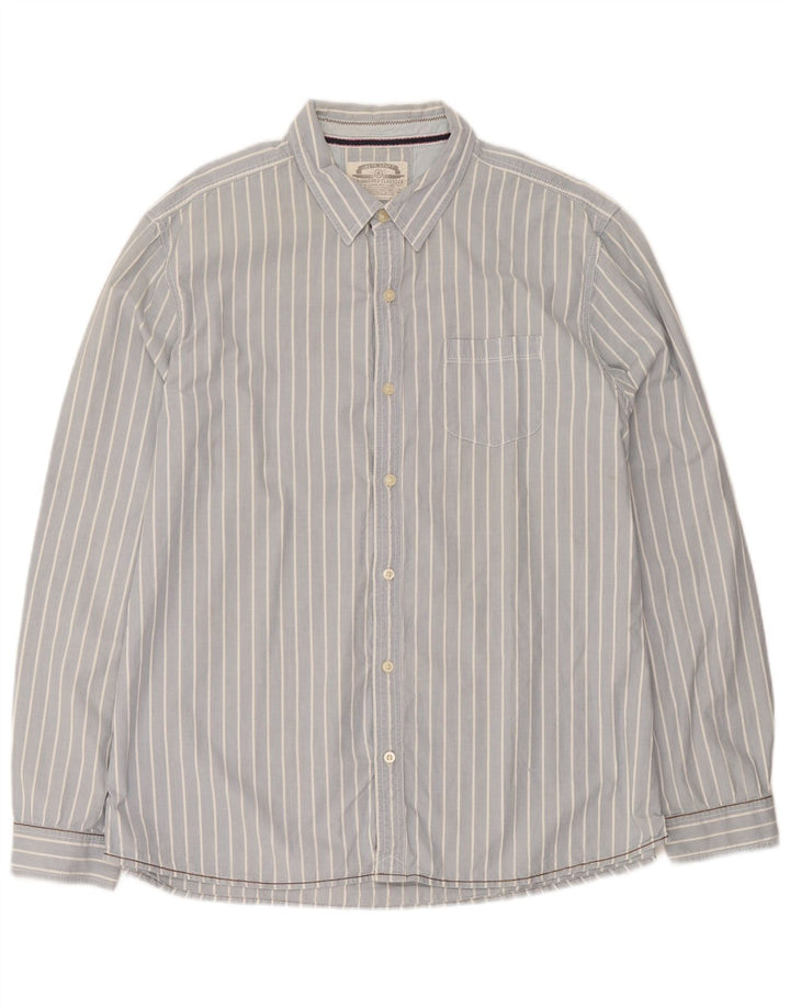 White Stuff Camisa masculina clássica de ajuste 2XL algodão listrado azul