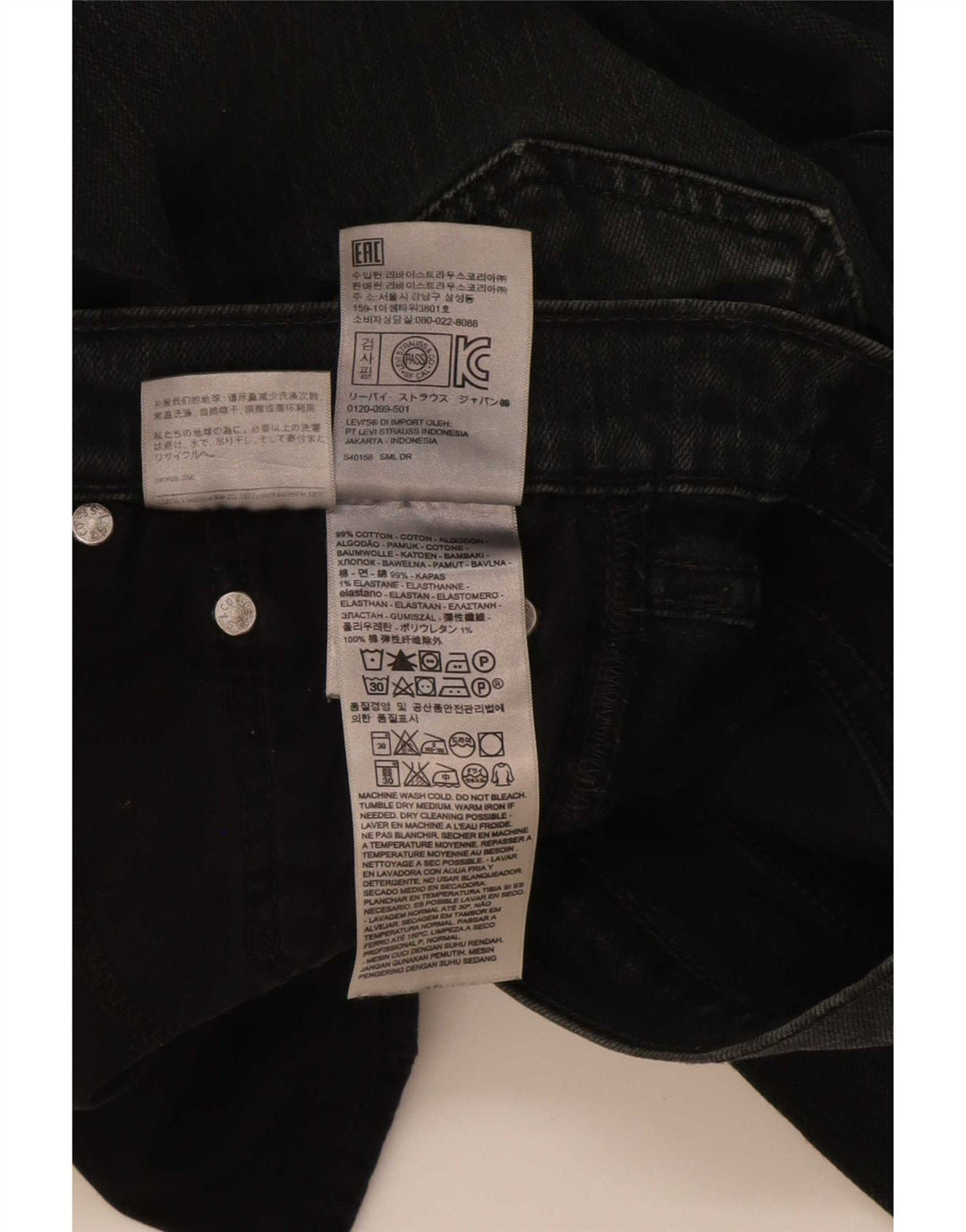 Levi's Mens Slim Jeans W30 L30 Algodão Preto