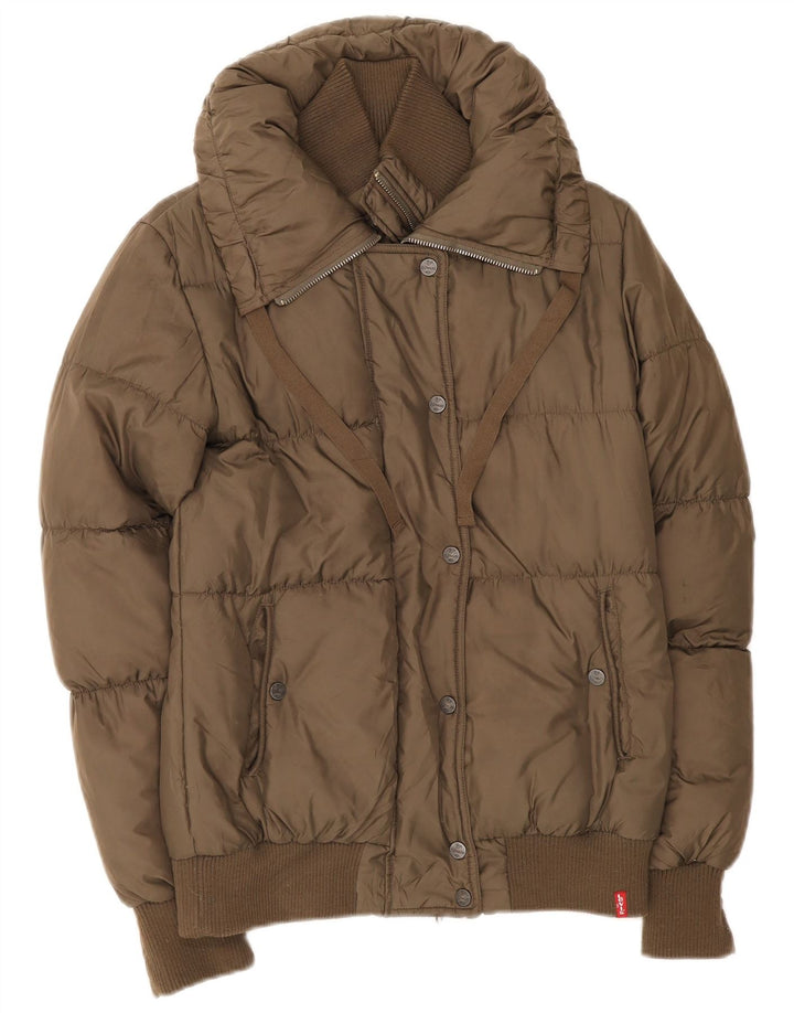 Jaqueta acolchoada superdimensionada feminina Levi's UK 6 XS cáqui poliéster
