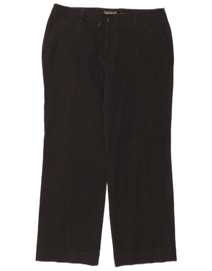 EDDIE BAUER Calça chino feminina reta IT 46 Grande W34 L30 preta