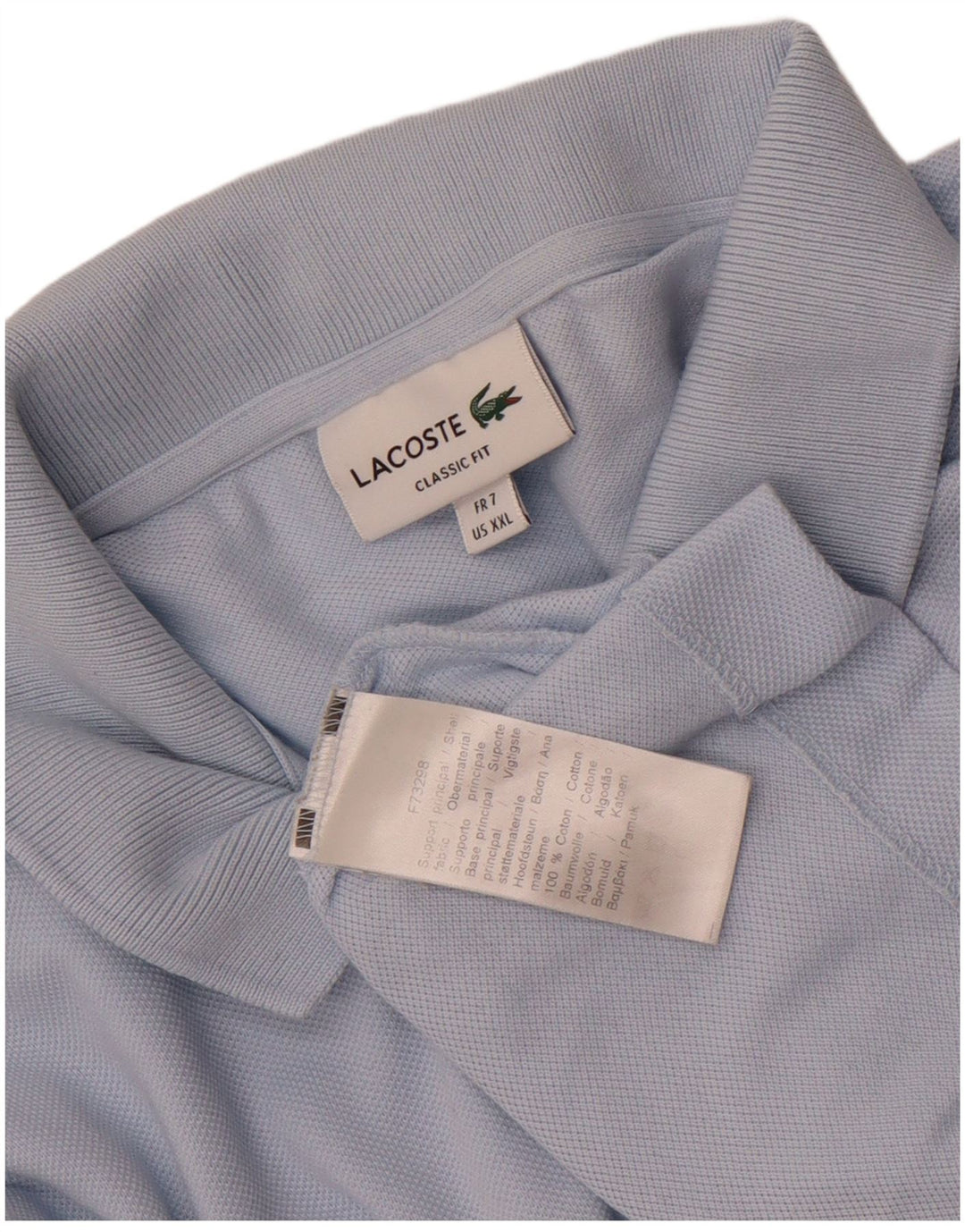 Camisa polo masculina Lacoste Classic Fit tamanho 7 2XL algodão azul