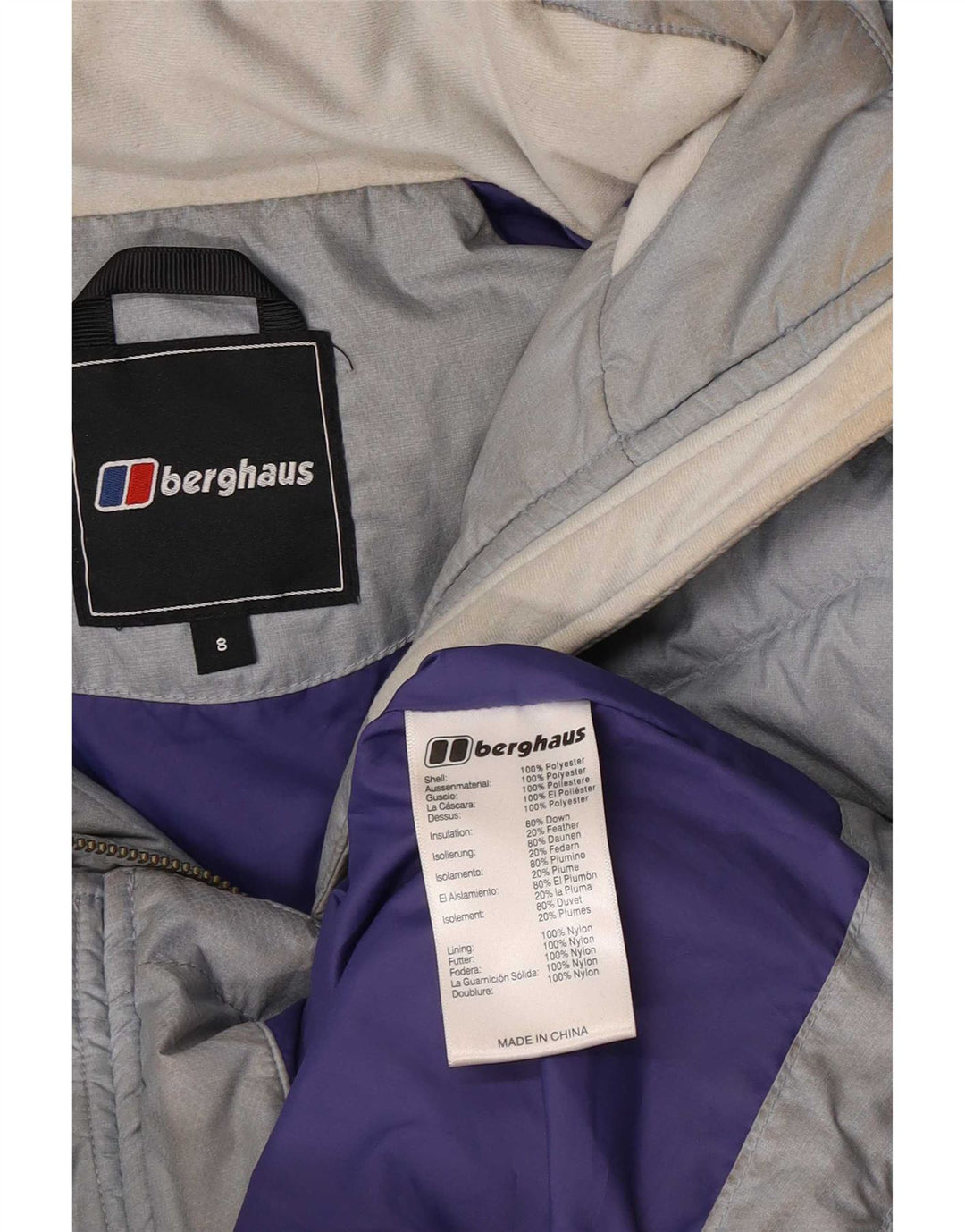 Jaqueta acolchoada feminina Berghaus UK 8 poliéster cinza pequeno