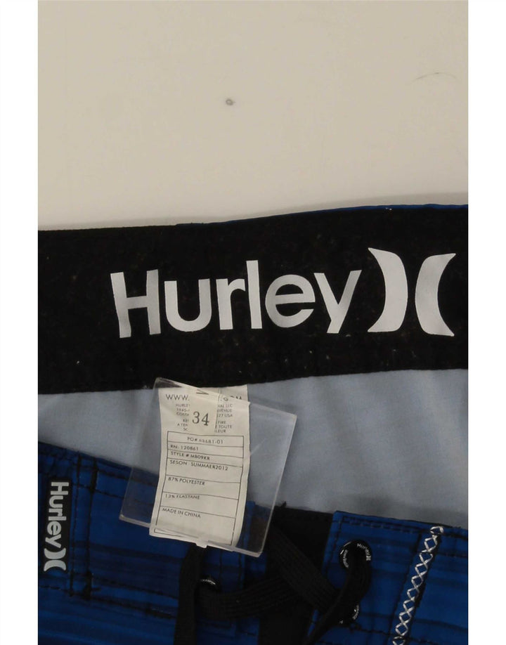 Shorts de natação masculino Hurley grande poliéster listrado azul