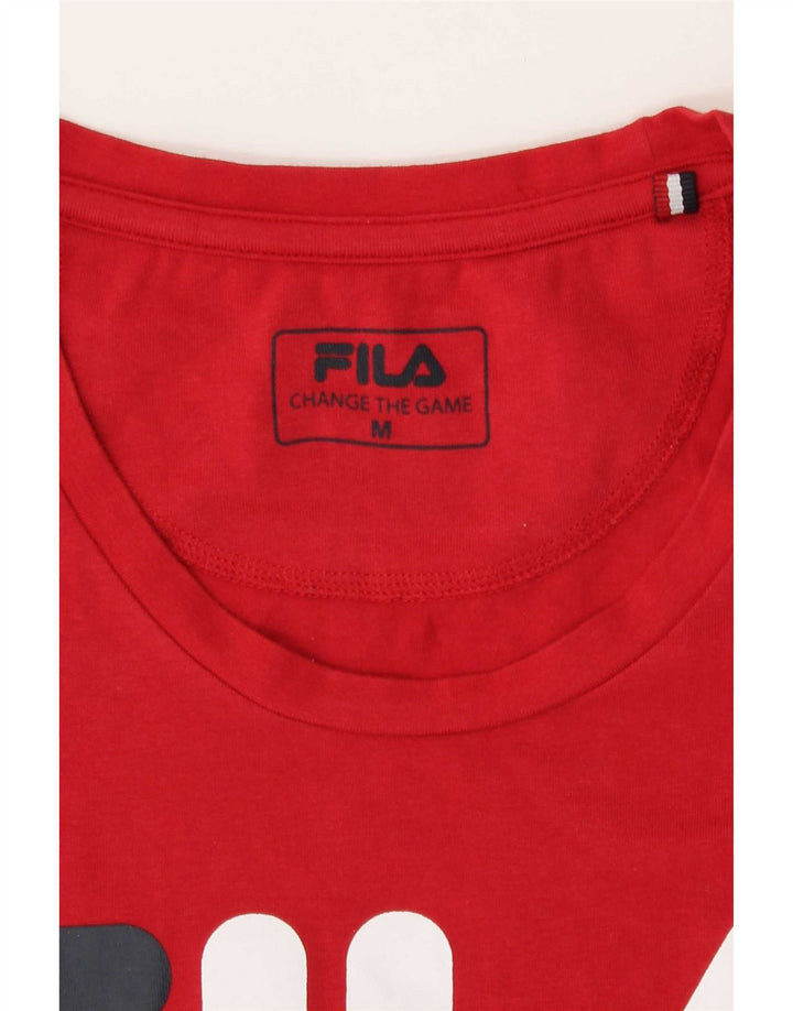 Fila Womens Graphic T-Shirt Top UK 12 Médio Vermelho