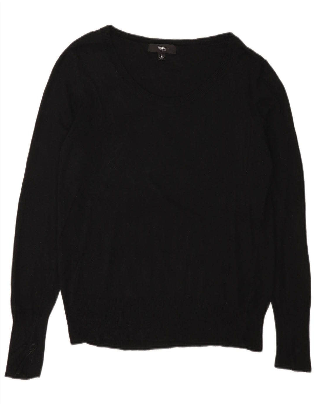 Suéter feminino MOSSIMO com gola canoa Reino Unido 14 grande preto nylon