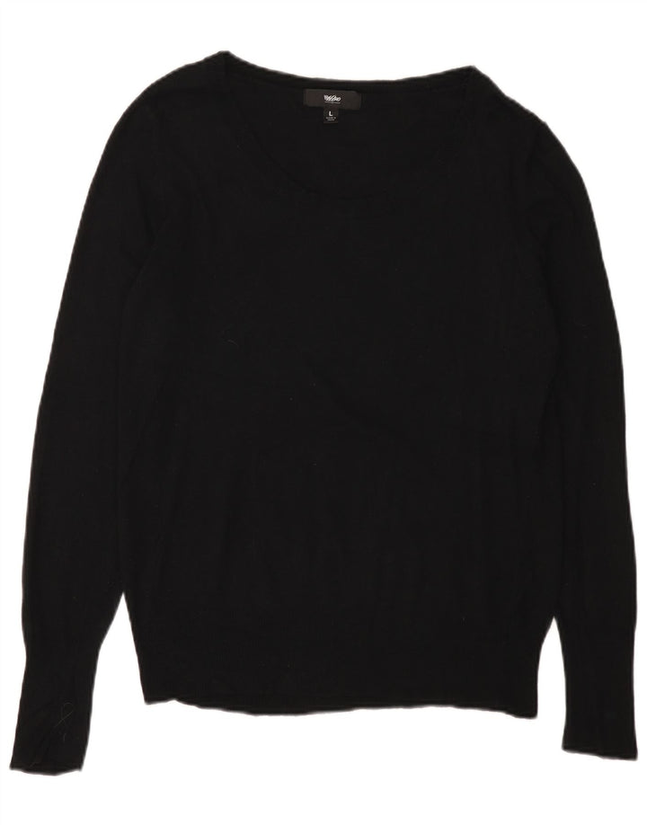 Suéter feminino MOSSIMO com gola canoa Reino Unido 14 grande preto nylon