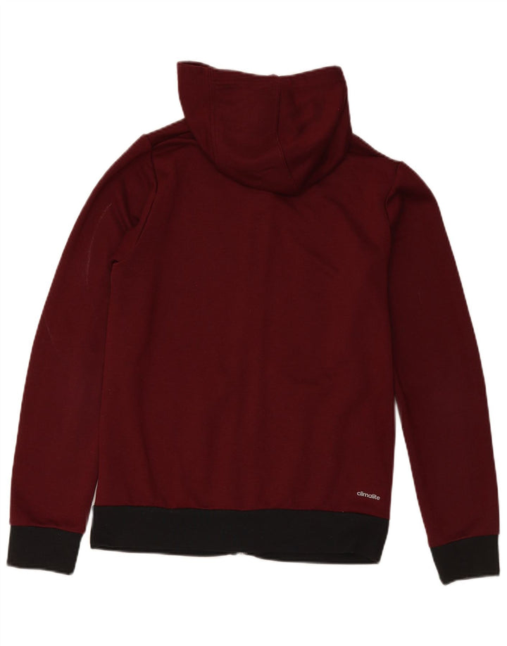Suéter masculino Adidas com capuz e zíper gráfico pequeno poliéster cor de vinho