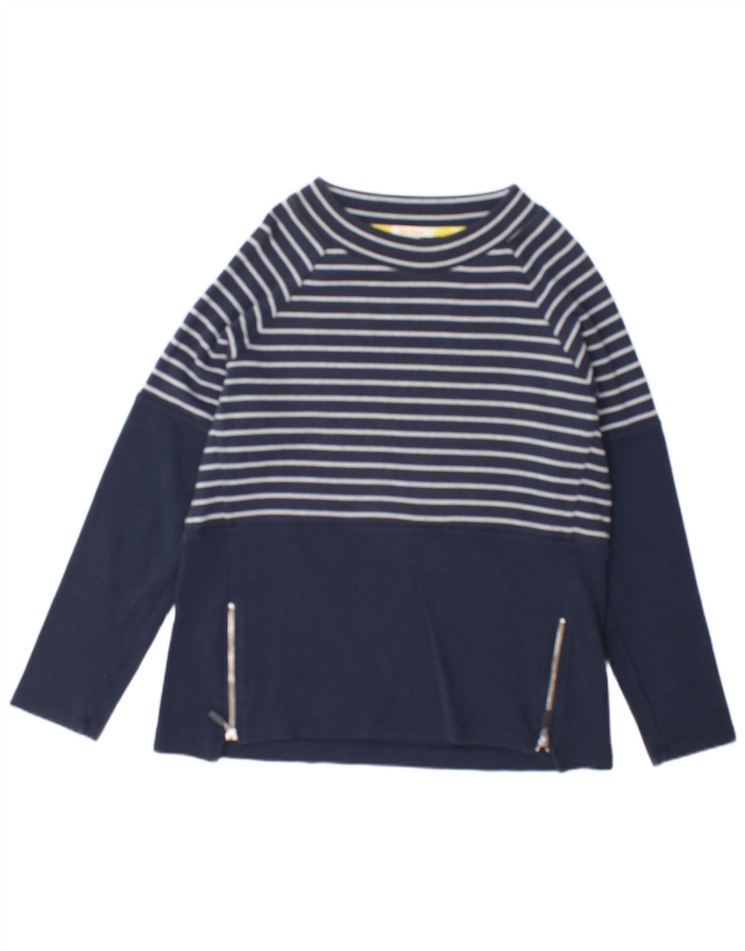 Top feminino Barbour de manga comprida UK 12 algodão listrado azul marinho médio