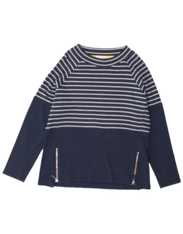 Top feminino Barbour de manga comprida UK 12 algodão listrado azul marinho médio