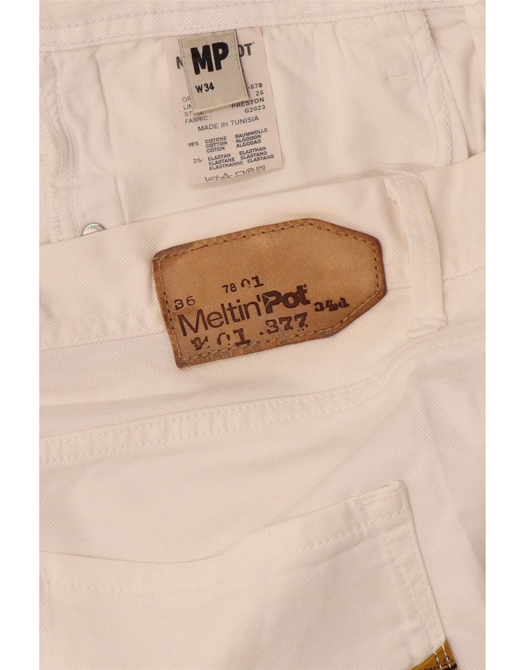 Shorts jeans masculino Meltin' Pot W34 grande algodão branco