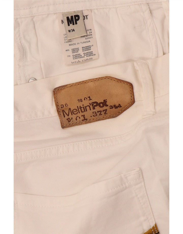 Shorts jeans masculino Meltin' Pot W34 grande algodão branco