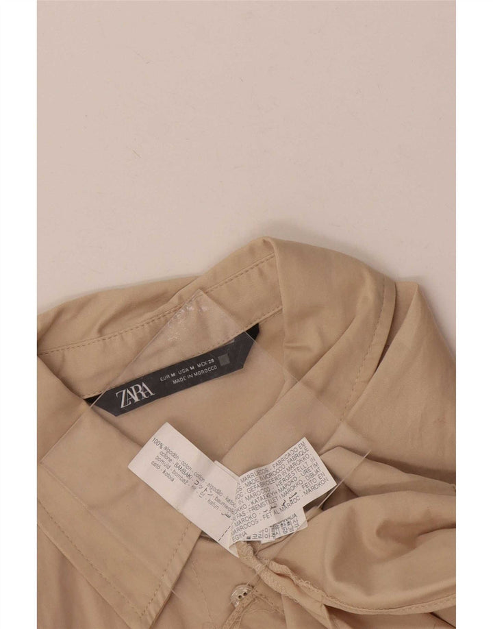 Camisa feminina Zara UK 14 algodão bege médio