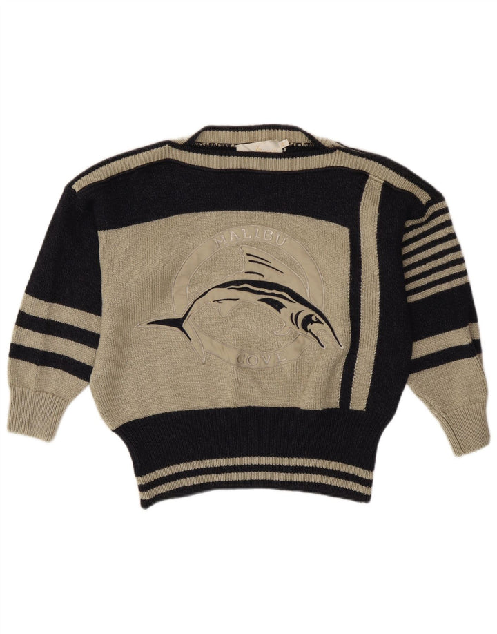 Suéter feminino Avant Garde com gola canoa UE 40 médio azul marinho