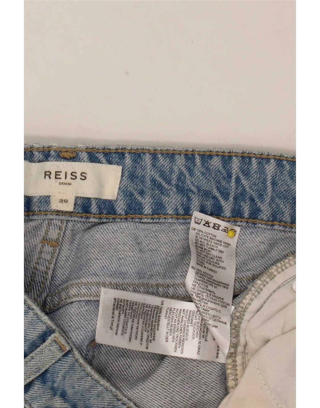 Jeans recortados femininos Reiss W29 L26 algodão azul