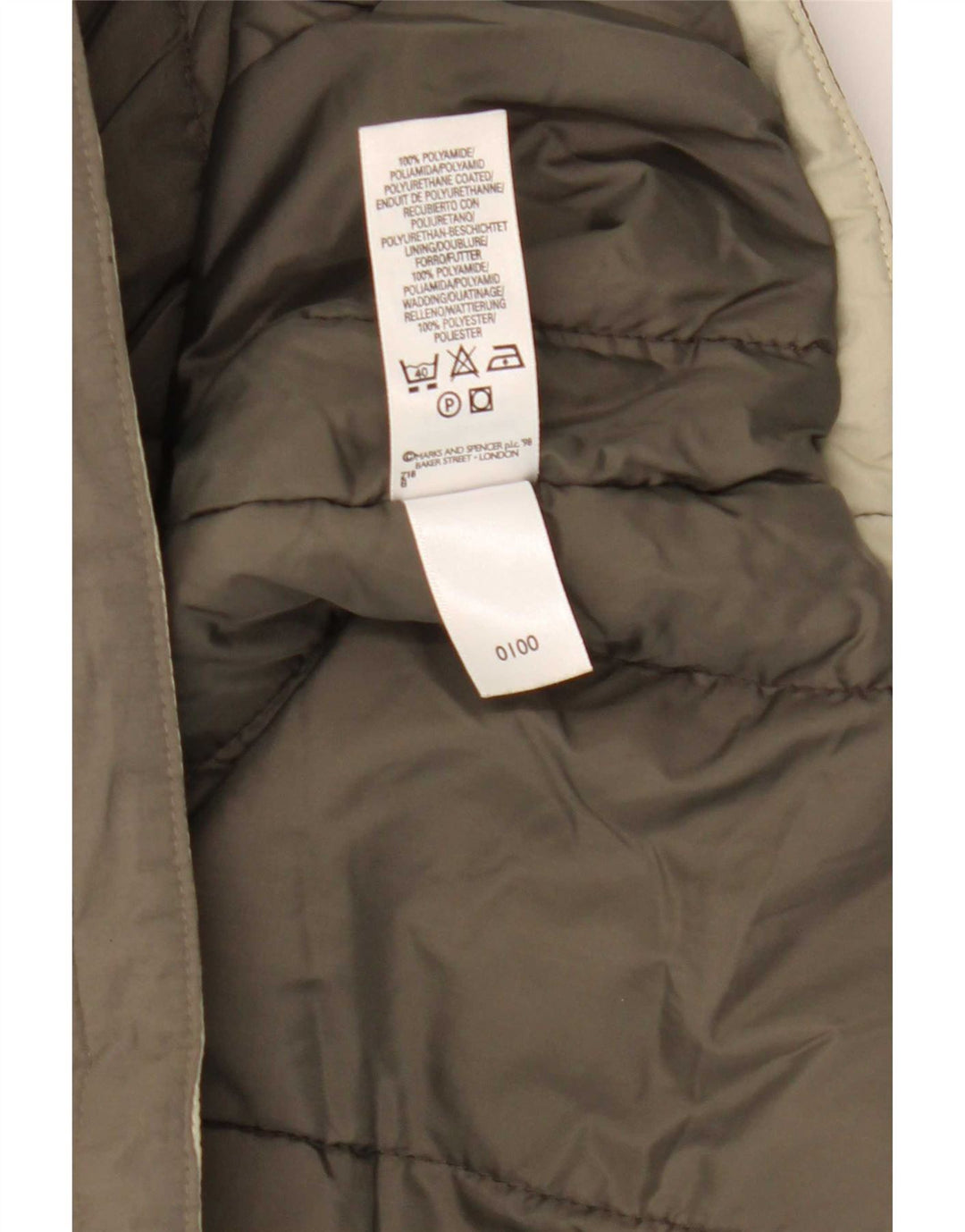 Colete acolchoado masculino Marks & Spencer UK 42 XL cáqui poliamida