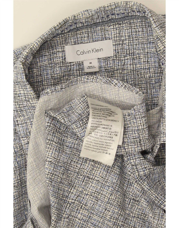 Camisa masculina de manga curta Calvin Klein cinza médio algodão guingão