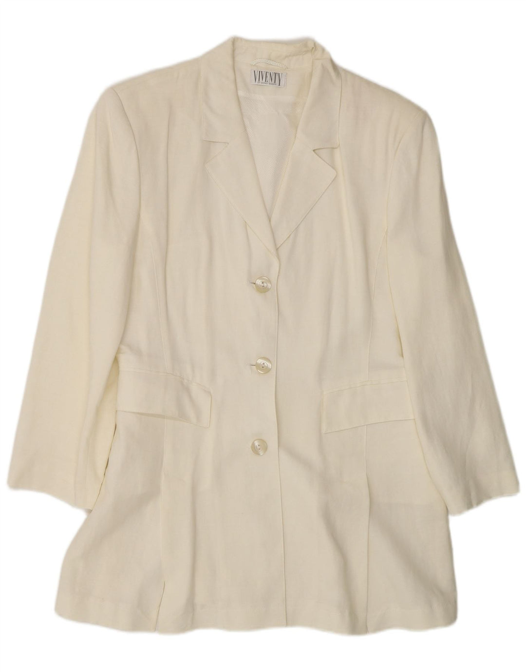 Jaqueta blazer feminina Viventy Longline com 3 botões UE 40 médio off white