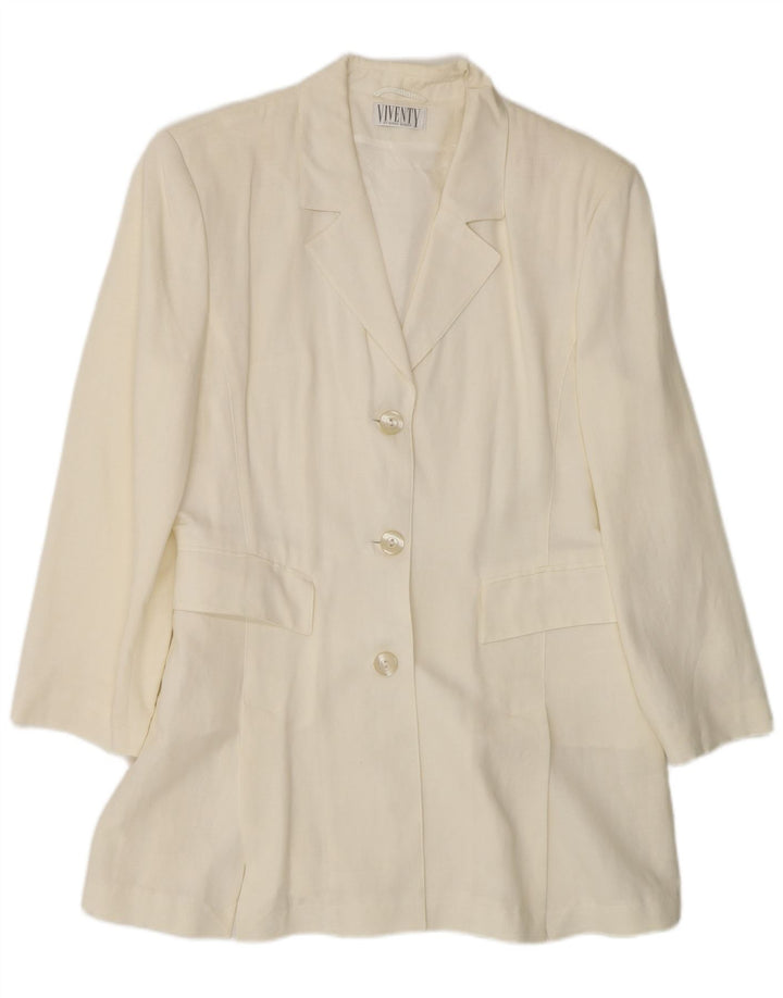 Jaqueta blazer feminina Viventy Longline com 3 botões UE 40 médio off white