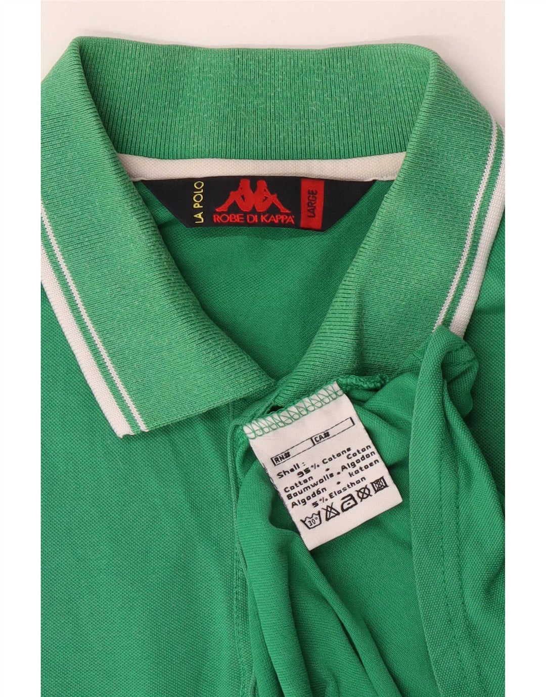 Kappa Polo Masculino Large Green Striped Cotton