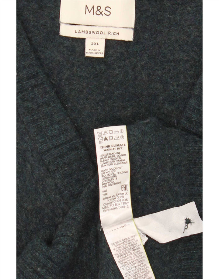 Suéter cardigã masculino Marks & Spencer 2XL lã azul