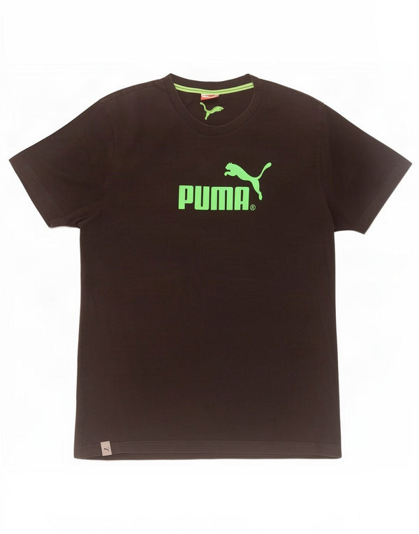 Puma Mens Graphic T-Shirt Top Grande Algodão Preto