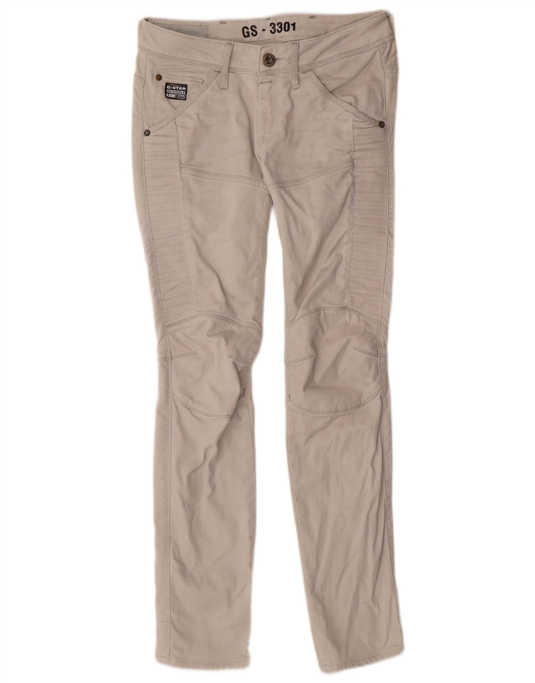 Calça feminina casual justa G-STAR W26 L30 algodão bege