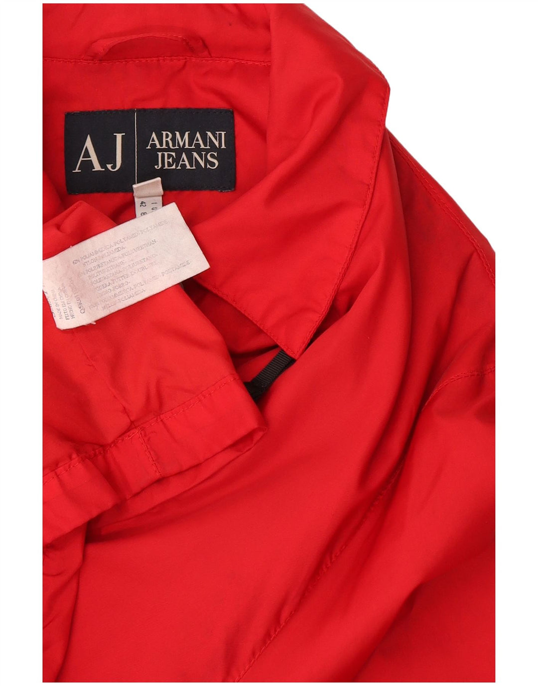 Jaqueta corta-vento feminina Armani Jeans UK 12 poliamida vermelha média